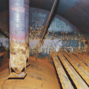 steam boiler interior before polyamines treatment