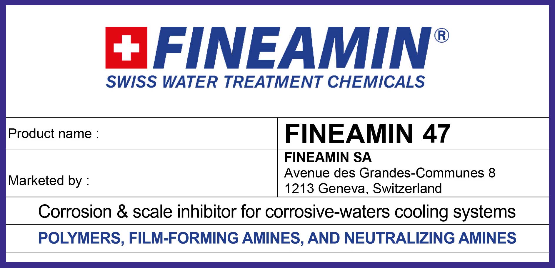 Fineamin 47 open cooling corrosion inhibitor